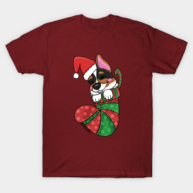 Stocking Stuffer Tri-Corgi Puppy T-Shirt by SPufferARTs